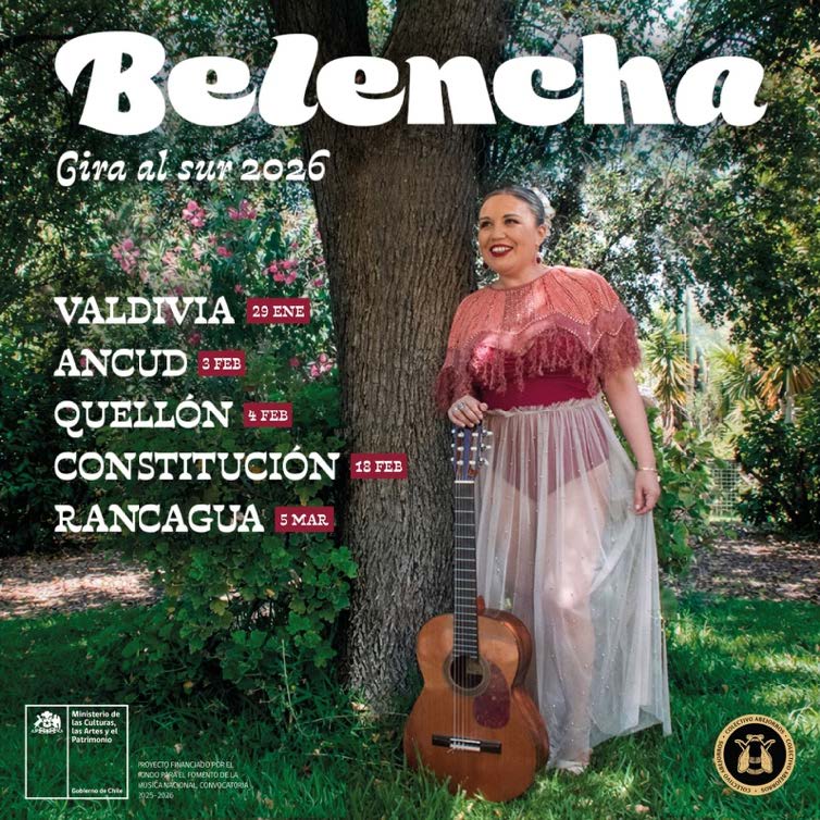 BELENCHA ANUNCIA GIRA GRATUITA POR EL SUR DE CHILE DURANTE EL VERANO 2026