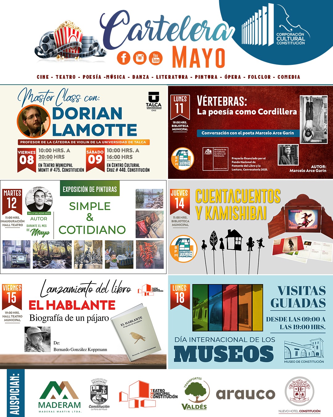 NUTRIDA CARTELERA GRATUITA QUE CONECTA ARTE, PATRIMONIO Y COMUNIDAD DURANTE MAYO